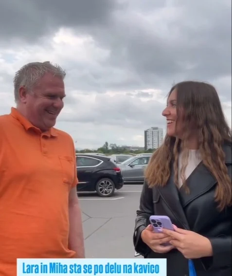 Miha Deželak in Lara Tošić ob prvi Uber vožnji v Ljubljani